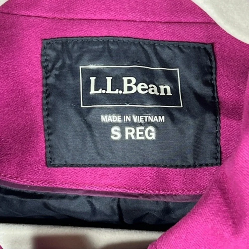LL Bean Pea Coat Belted Canvas Field Jacket Small Pink Chore Barn Spring Preppy‎